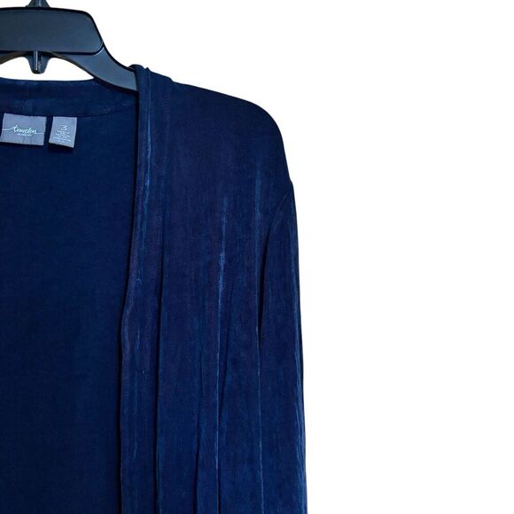 Chicos Travelers Cardigan Womens XL 3 Blue Open Slinky Asymmetrical Open Sweater - Picture 3 of 9